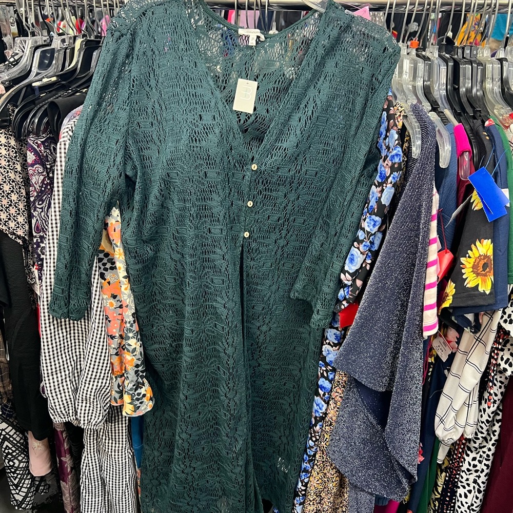 Maurices Teal Crochet Top